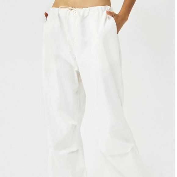 Pocket Drawstring Low Waist Parachute Pants - Picture 1 of 2